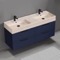 Double Floating Bathroom Vanity, Modern, Blue, 56